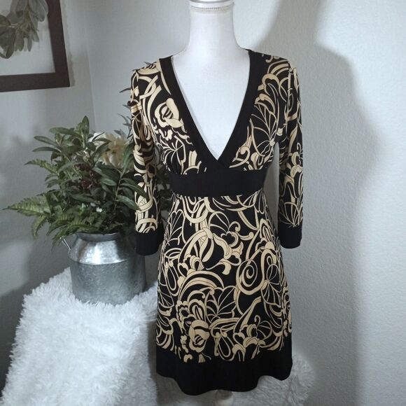 CHARLOTTE RUSSE BLACK & BEIGE DRESS SZ.L EUC - Picture 2 of 7